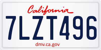CA license plate 7LZT496