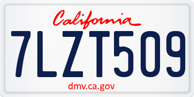 CA license plate 7LZT509