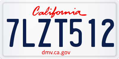 CA license plate 7LZT512
