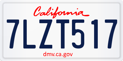 CA license plate 7LZT517