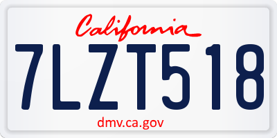 CA license plate 7LZT518