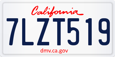 CA license plate 7LZT519