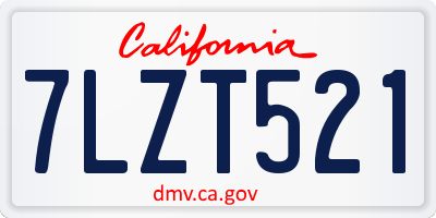 CA license plate 7LZT521