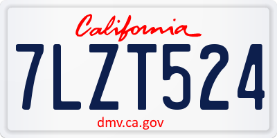 CA license plate 7LZT524