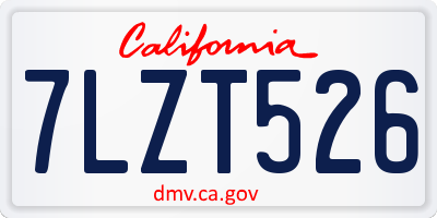 CA license plate 7LZT526