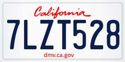 CA license plate 7LZT528