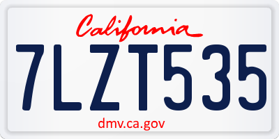 CA license plate 7LZT535