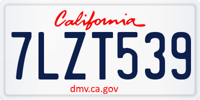 CA license plate 7LZT539