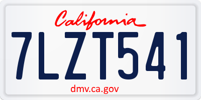 CA license plate 7LZT541