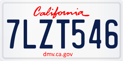 CA license plate 7LZT546