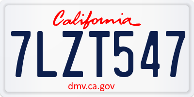 CA license plate 7LZT547