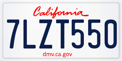 CA license plate 7LZT550