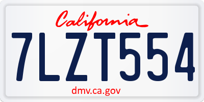 CA license plate 7LZT554
