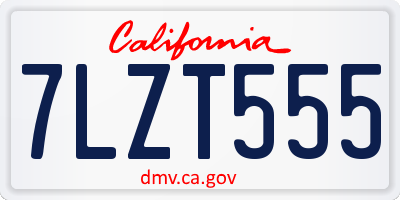 CA license plate 7LZT555