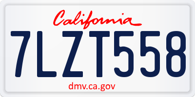 CA license plate 7LZT558