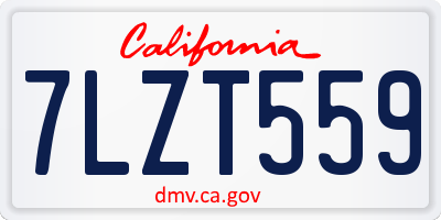 CA license plate 7LZT559