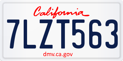 CA license plate 7LZT563