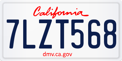 CA license plate 7LZT568