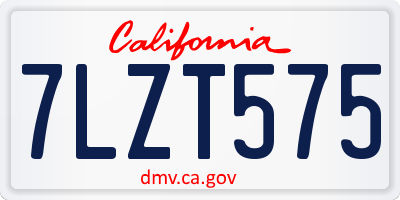 CA license plate 7LZT575