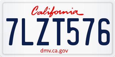 CA license plate 7LZT576