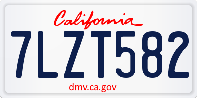 CA license plate 7LZT582
