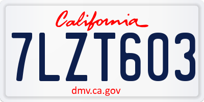 CA license plate 7LZT603