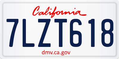 CA license plate 7LZT618