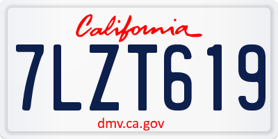 CA license plate 7LZT619