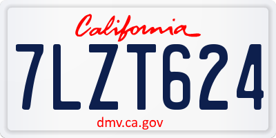 CA license plate 7LZT624