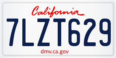 CA license plate 7LZT629