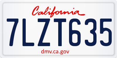 CA license plate 7LZT635