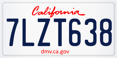 CA license plate 7LZT638