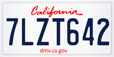 CA license plate 7LZT642