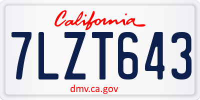 CA license plate 7LZT643