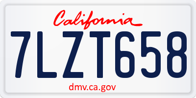 CA license plate 7LZT658