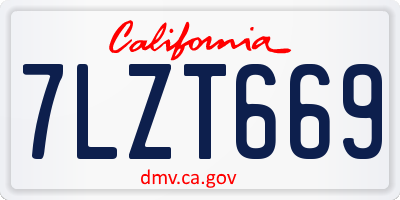 CA license plate 7LZT669