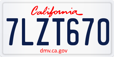 CA license plate 7LZT670