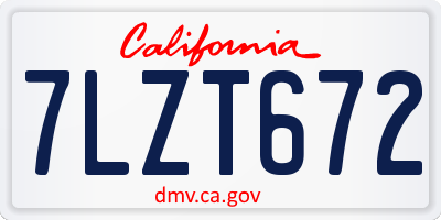 CA license plate 7LZT672