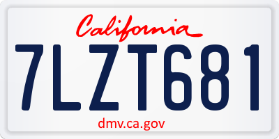 CA license plate 7LZT681