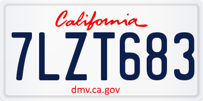CA license plate 7LZT683