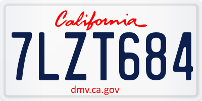 CA license plate 7LZT684