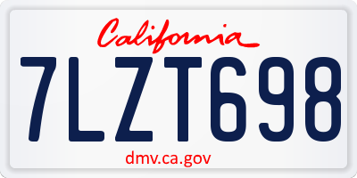 CA license plate 7LZT698