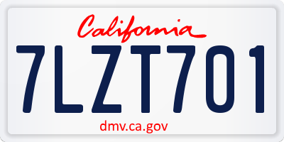 CA license plate 7LZT701