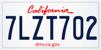 CA license plate 7LZT702