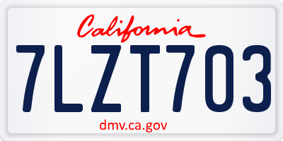 CA license plate 7LZT703