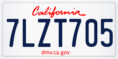 CA license plate 7LZT705