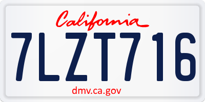 CA license plate 7LZT716