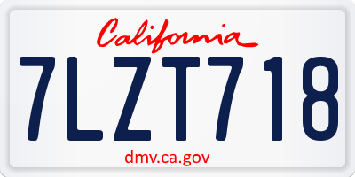 CA license plate 7LZT718