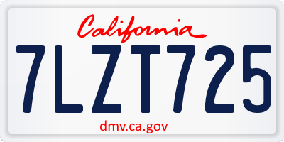 CA license plate 7LZT725