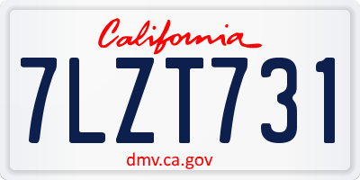 CA license plate 7LZT731